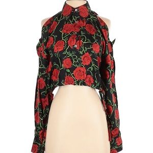 Alexander Wang
Size XS Rose Print Slit Sleeve Silk Top